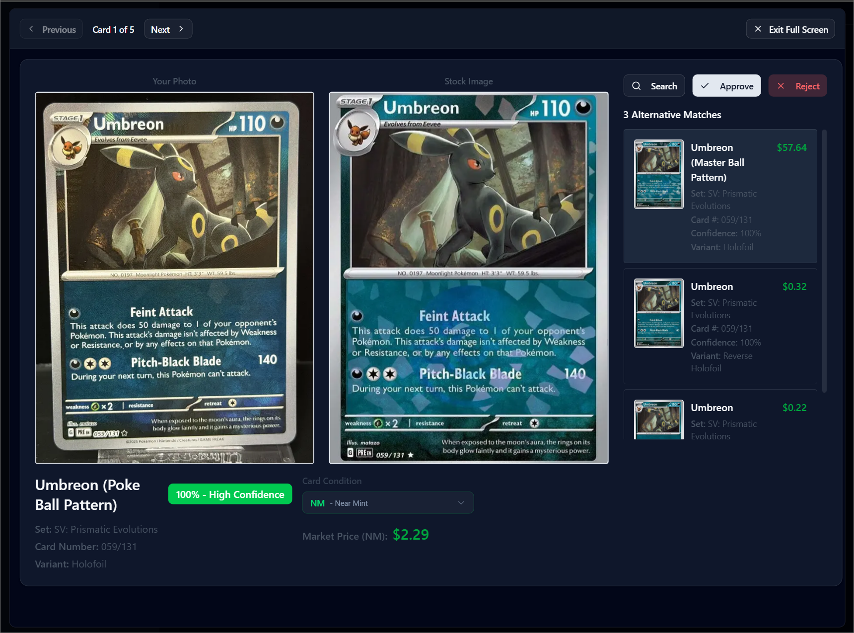 AI Identifies the Cards - TCGPilot Screenshot