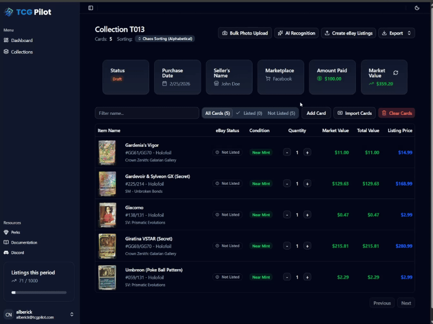 List Directly to eBay - TCGPilot Demo